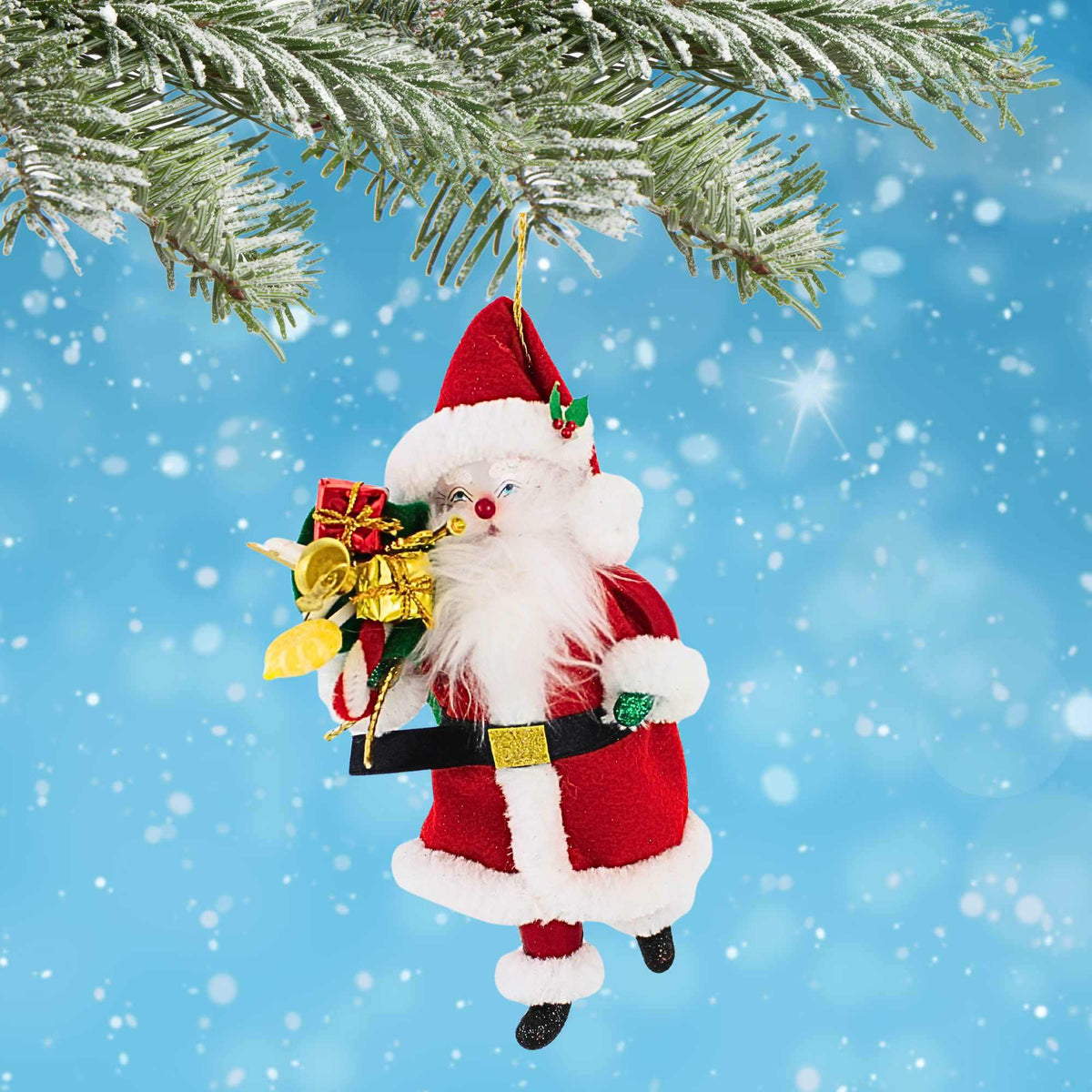De Carlini Italian Ornaments Traditional Santa & Gift Sack - - SBKGifts.com