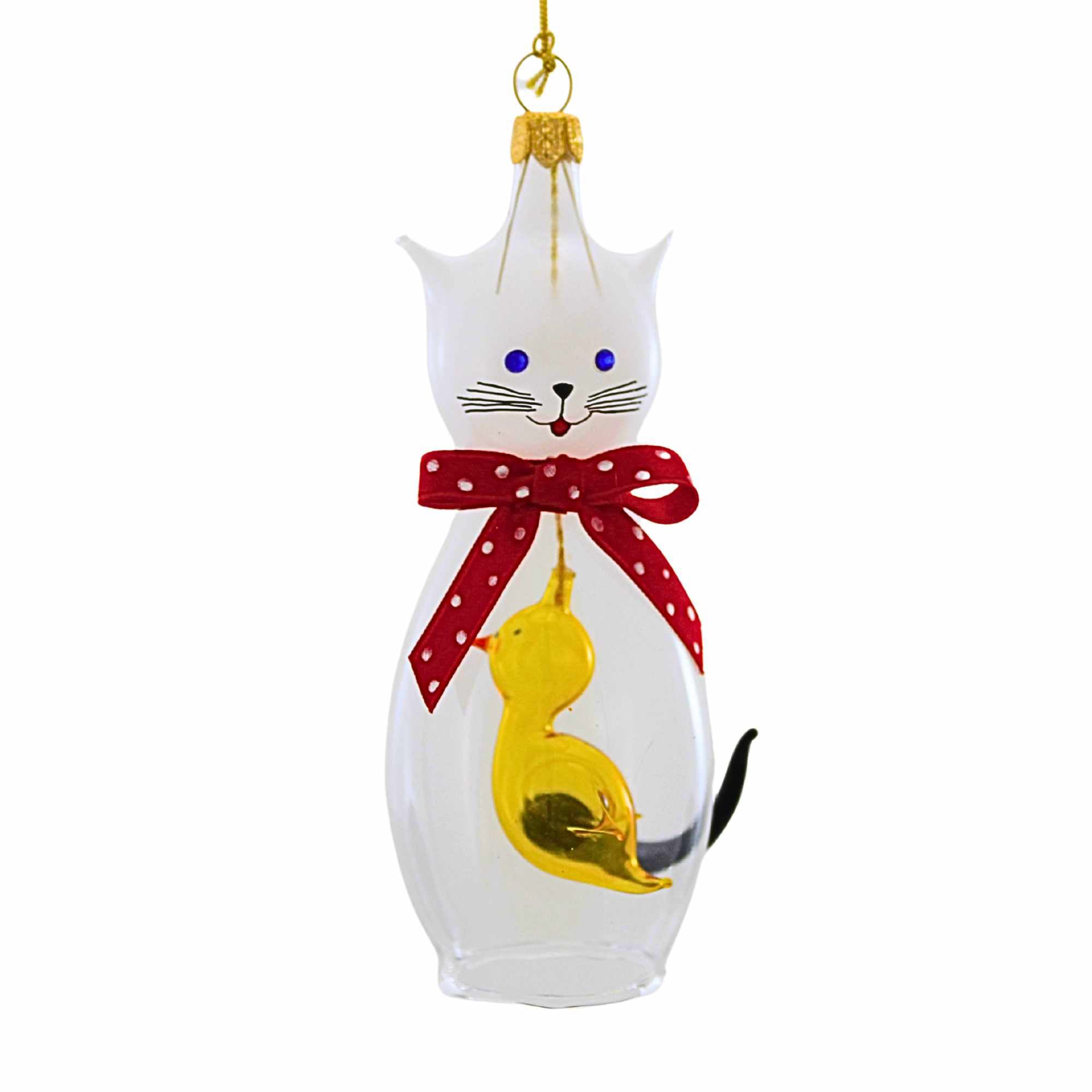 De Carlini Italian Ornaments 4.25In Little Cat Bell, Glass