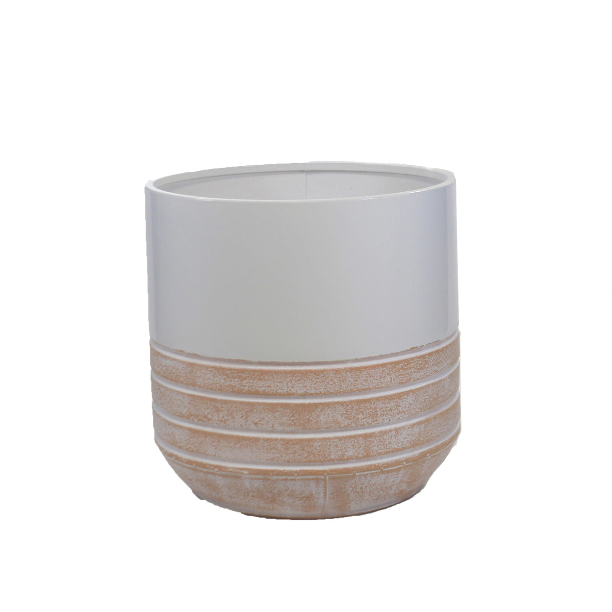 Home Decor White & Terracotta Stripe Planters - - SBKGifts.com