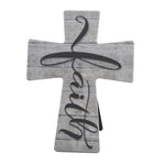 Religious Faith Cross With Easel Ceramic Wood Look Plank Icinfa