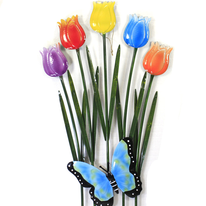 Home & Garden Tulip W/Butterfly Stake Metal Yard Decor 31835607 (50256)