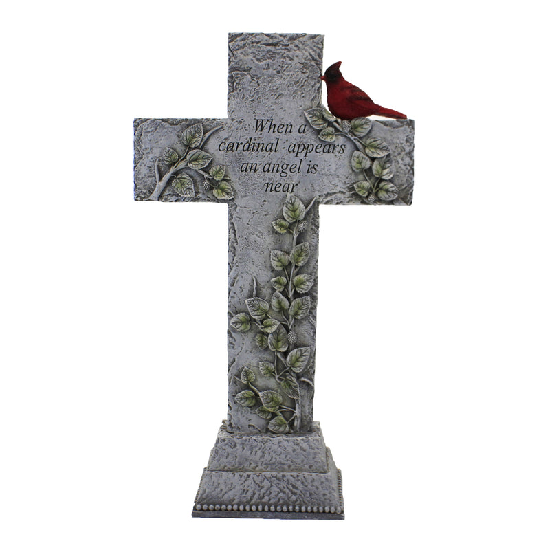 Home & Garden Cardinal Memorial Cross Polyresin Red Bird Yard Decor 13235 (50307)