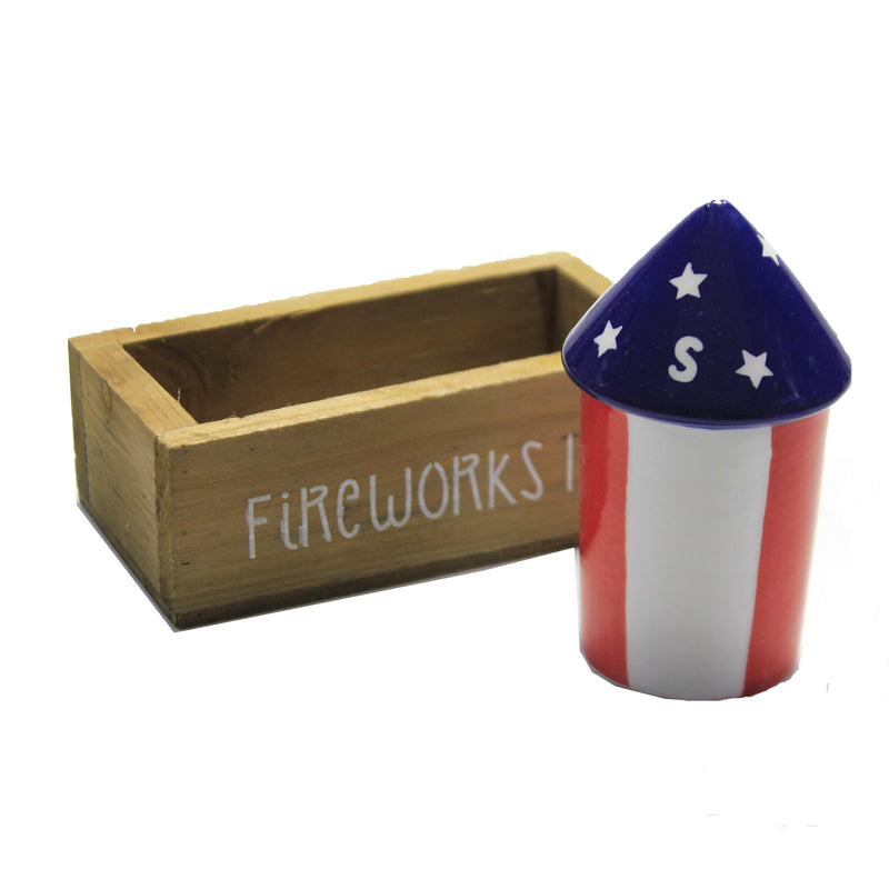 Transpac Fireworks Salt & Pepper W/Crate - - SBKGifts.com