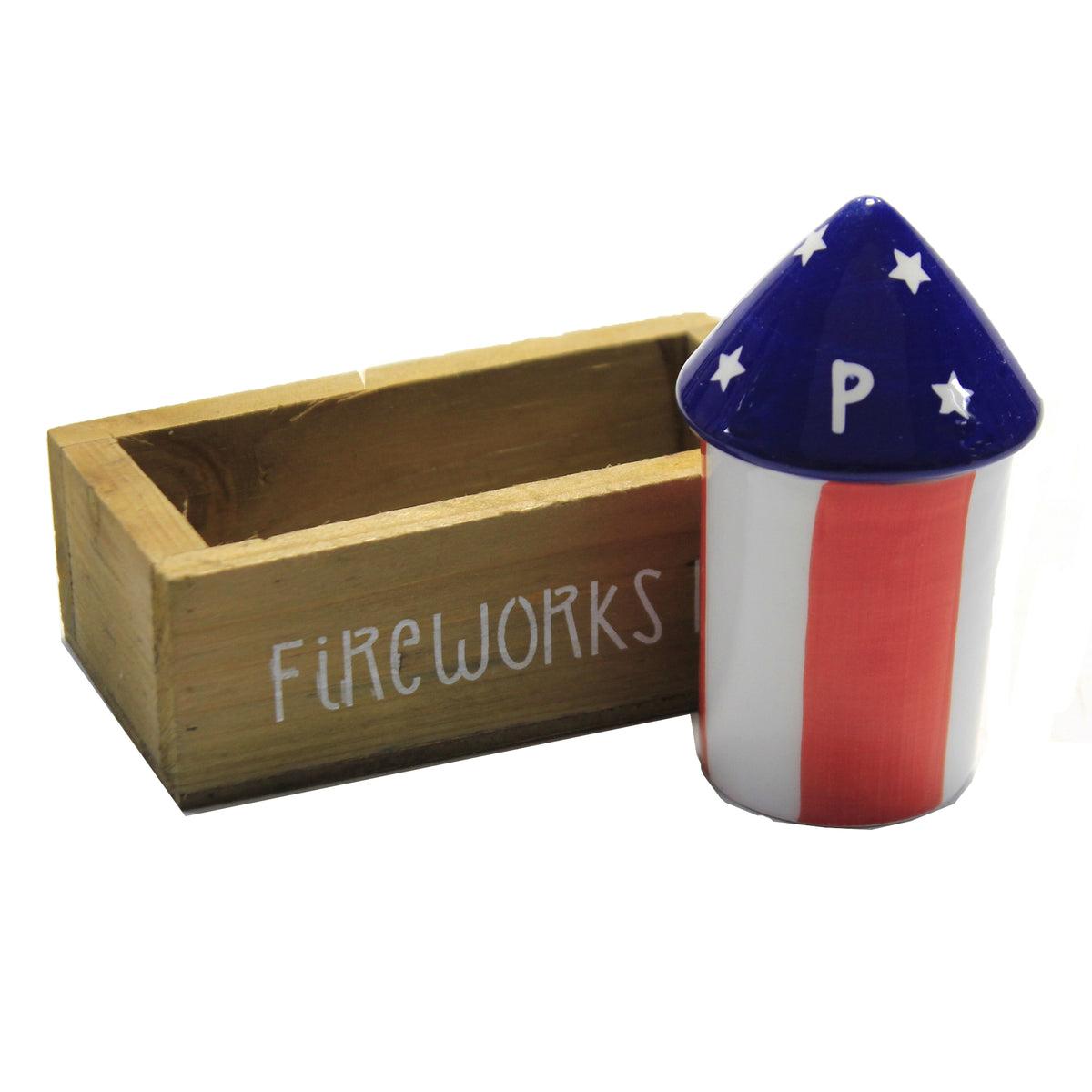 Transpac Fireworks Salt & Pepper W/Crate - - SBKGifts.com