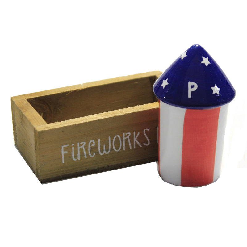 Transpac Fireworks Salt & Pepper W/Crate - - SBKGifts.com