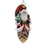 Christopher Radko Pine Cone Santa Glass Ornament Winter Christmas Tree 1019841