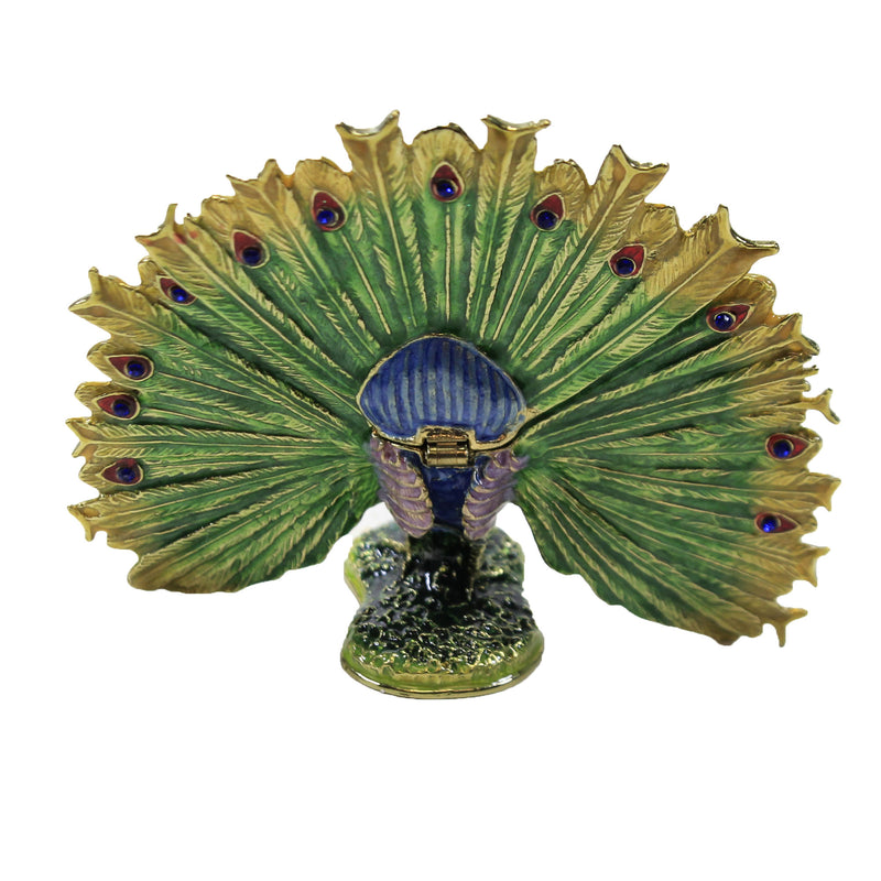 Hinged Trinket Box Peacock - - SBKGifts.com