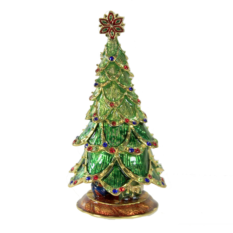 Hinged Trinket Box Christmas Tree With Star Box Metal Magnetic Presents 4053 (50519)
