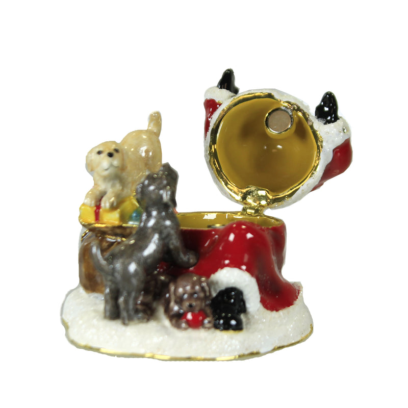 Hinged Trinket Box Santa With Puppies Box - - SBKGifts.com