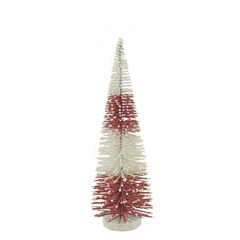 Christmas Rd/Wh Bottle Brush Tree Sm Home Decor Glittered 2-Toned Xt854131 (50534)