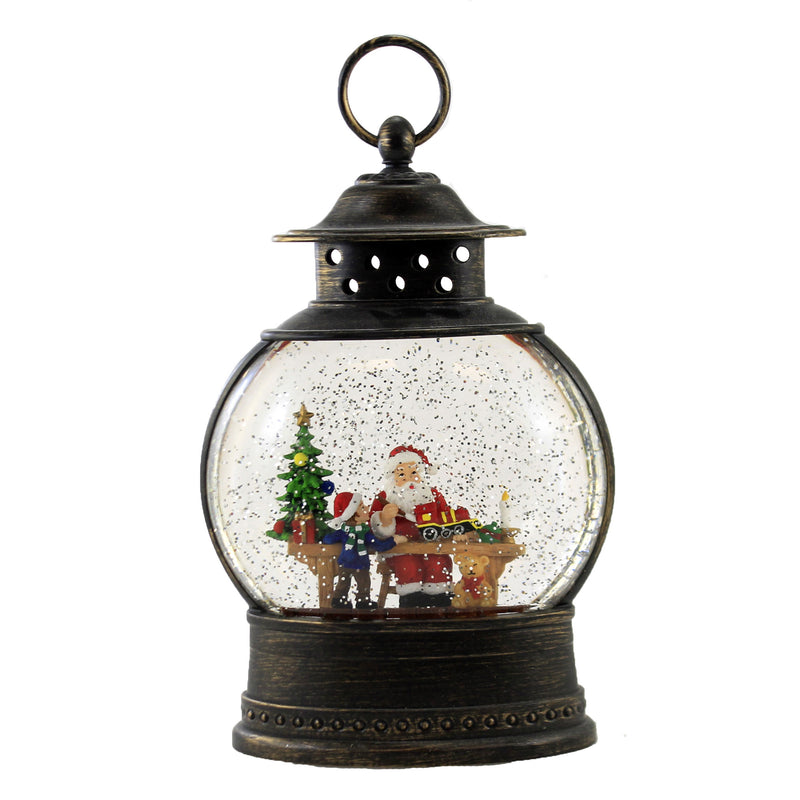 Christmas Santa Lantern Snow Globe Plastic Led Workshop Motion Xc7097 (50539)