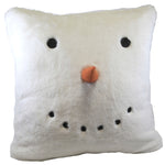 Fur Snowman Pillow Lg - One Pillow 16 Inch, Polyester - Carrot Nose Coal Eyes Mouth Xkz642 (50544)
