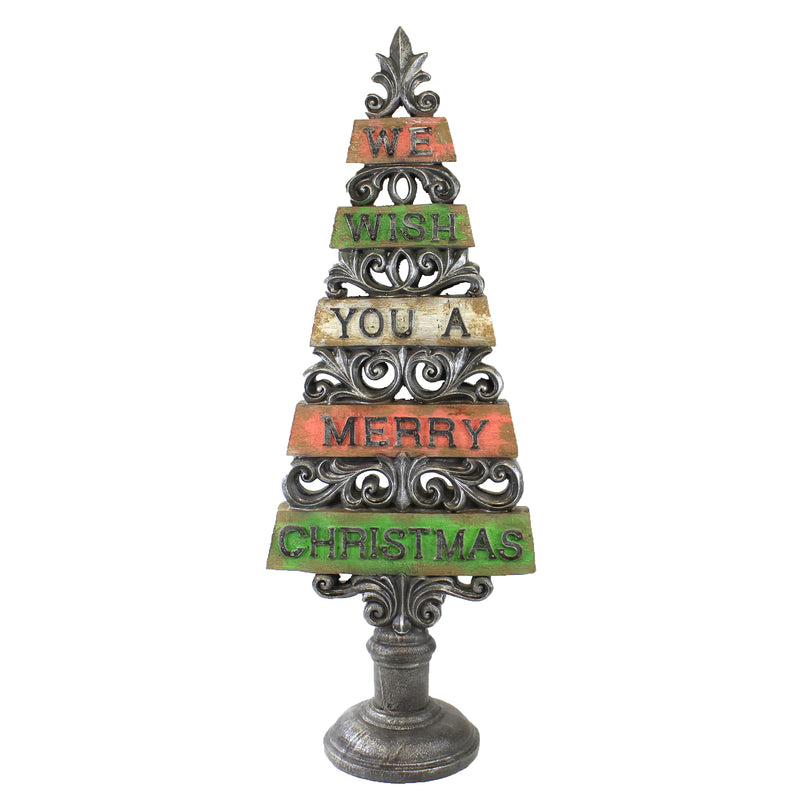 Merry Christmas Tree - One Figurine 21.75 Inch, Polyresin - Fleur De Lis Wood Xat564 (50556)