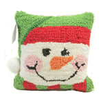 C & F Happy Snowman Hooked Pillow - One Pillow 8 Inch, Cotton - Holiday Pompom 44488001 (50565)
