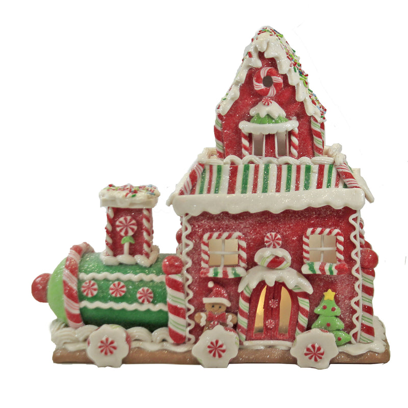 Christmas Gingerbread Train House Clay Dough Lighted Timer Gbj0008