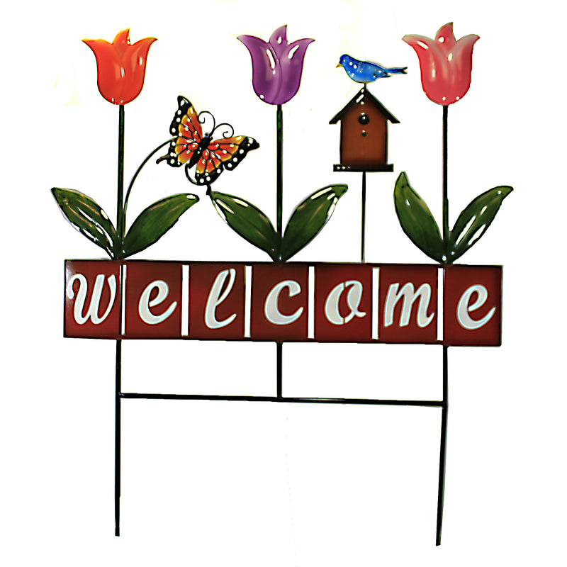 Home & Garden Welcome With Tulips Poke - - SBKGifts.com