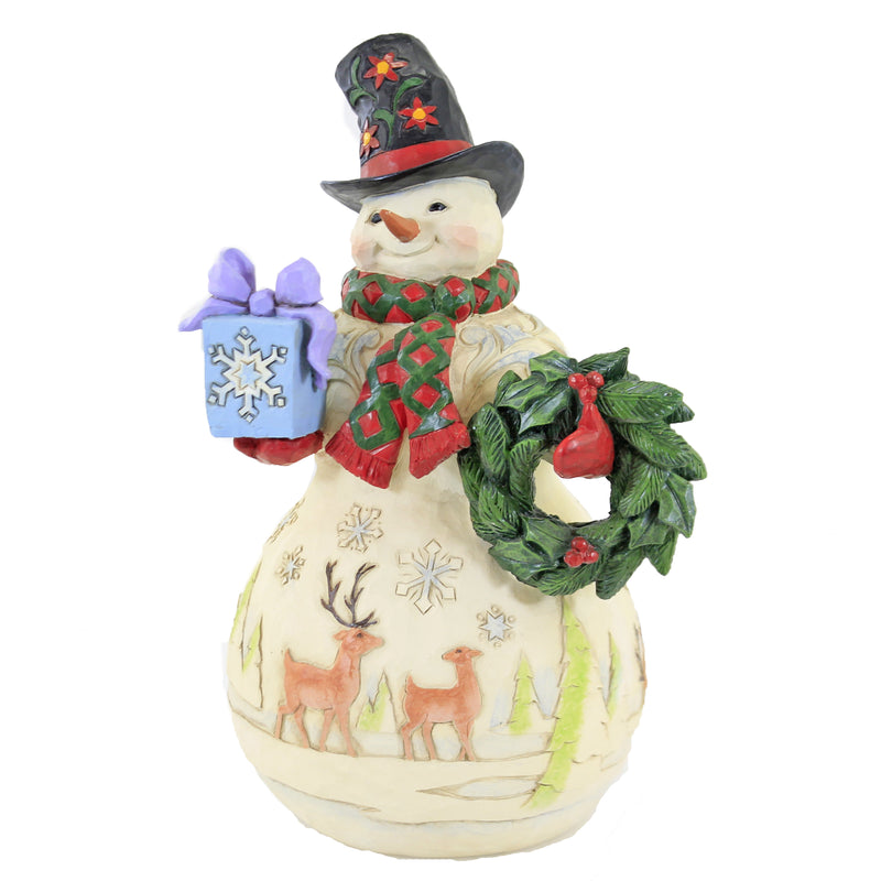 Jim Shore Share Good Cheer Polyresin Snowman Wreath Present 6007858 (50643)