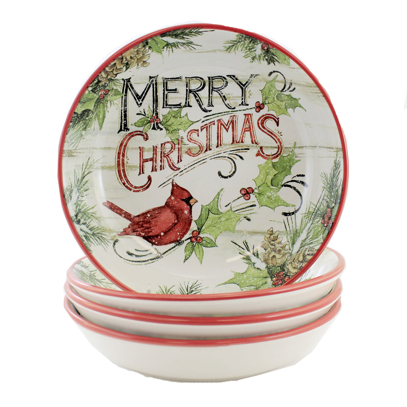 Tabletop Evergreen Christmas Soup Pasta Earthenware Cardinals 28350 (50649)