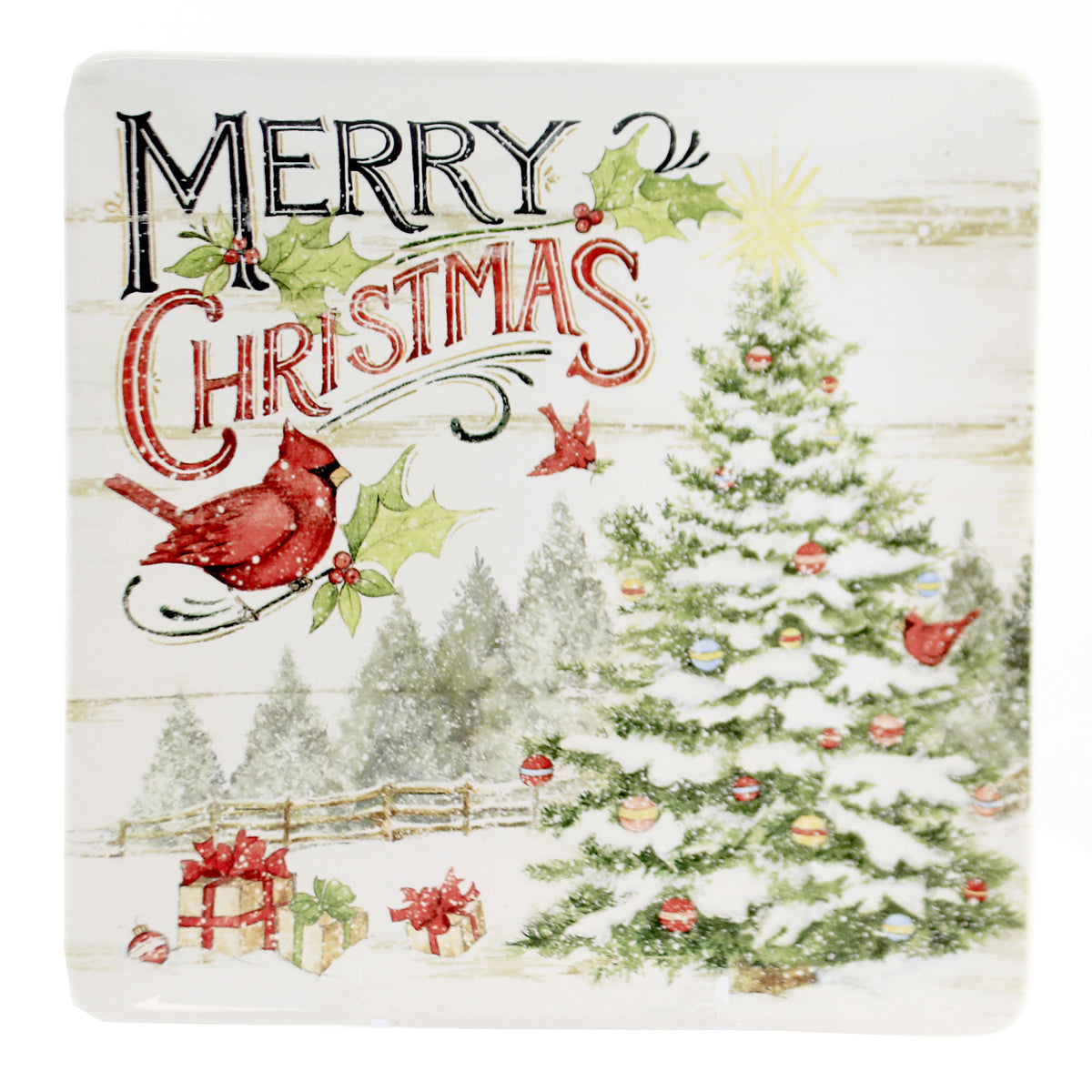 (62231) Evergreen Christmas Square Platter