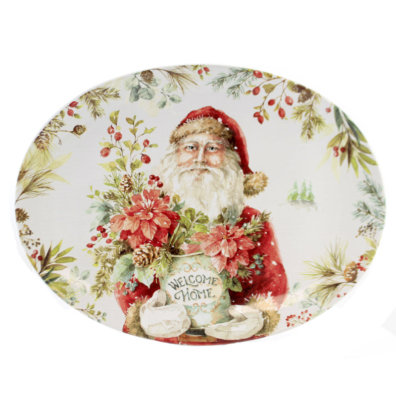 Tabletop A Christmas Story Oval Platter Earthenware Santa Poinsettia 28373