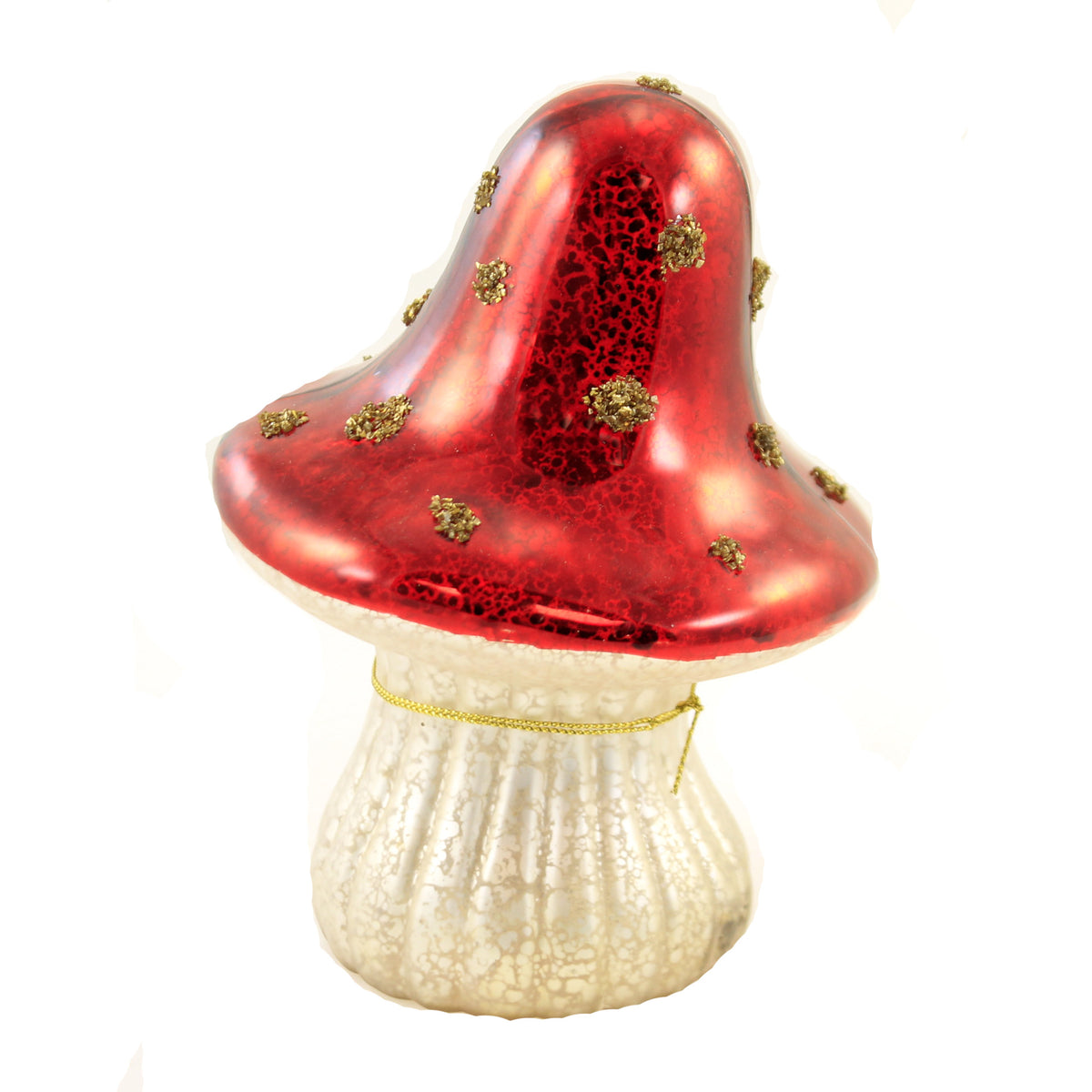 (50665) Glass Mushroom Gold Glitter Dot