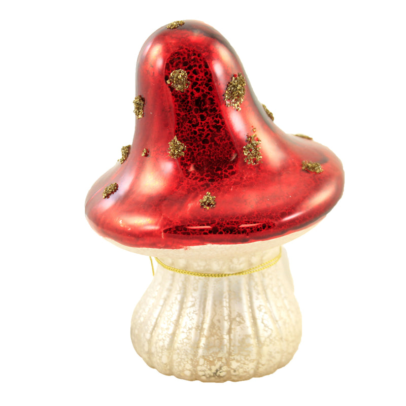 Christmas Glass Mushroom Gold Glitter Dot - - SBKGifts.com