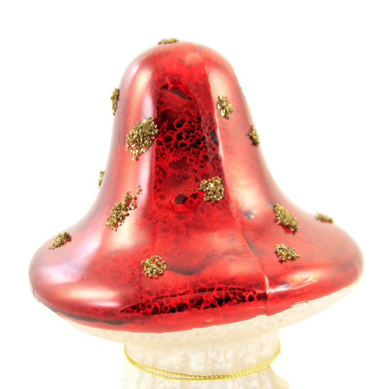 Christmas Glass Mushroom Gold Glitter Dot - - SBKGifts.com