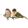 (50673) Home Decor Feather Birds Brown Green, 3.25 Inch, Chirp Song 55157-55158
