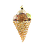 Holiday Ornament Ice Cream Cone Four Dip Glass Waffle Cone Sugar 55738 (50677)
