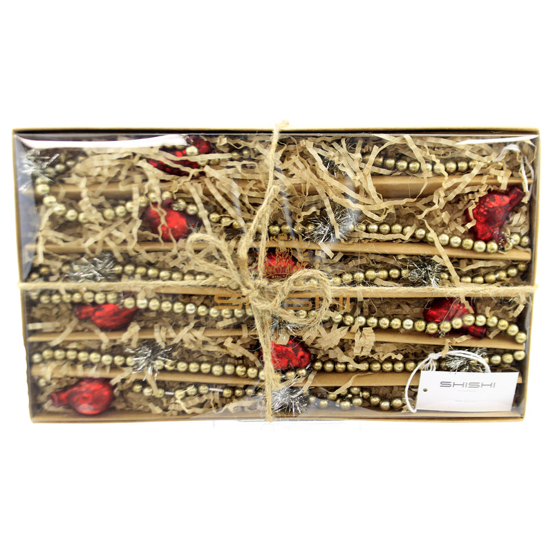 Holiday Ornament Bird Bead Garland Glass Cardinal Tinsel 55749