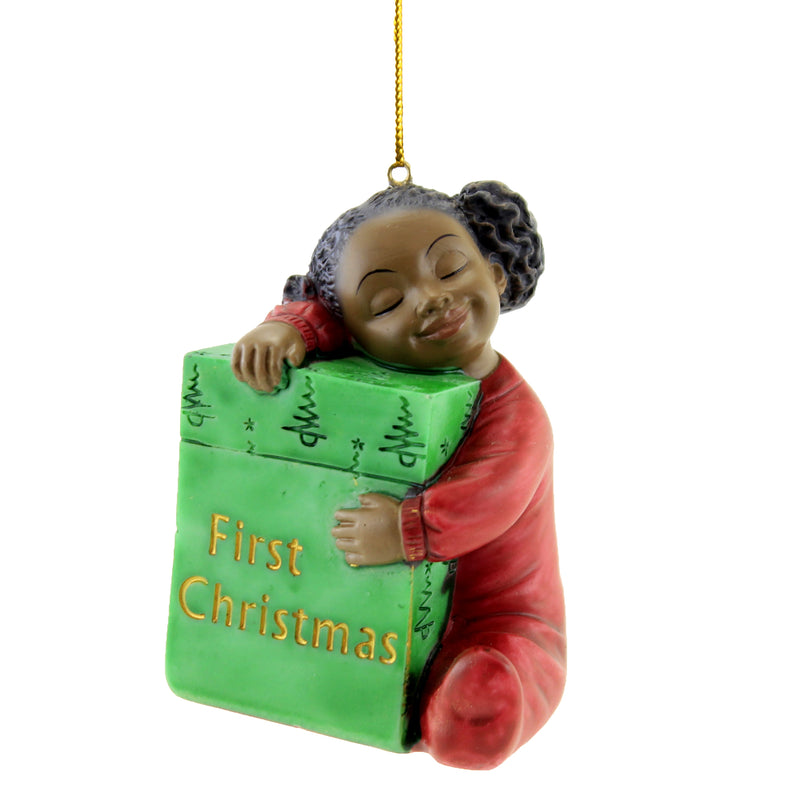Holiday Ornament First Christmas Girl Polyresin Package Sleeping 19172 (50715)