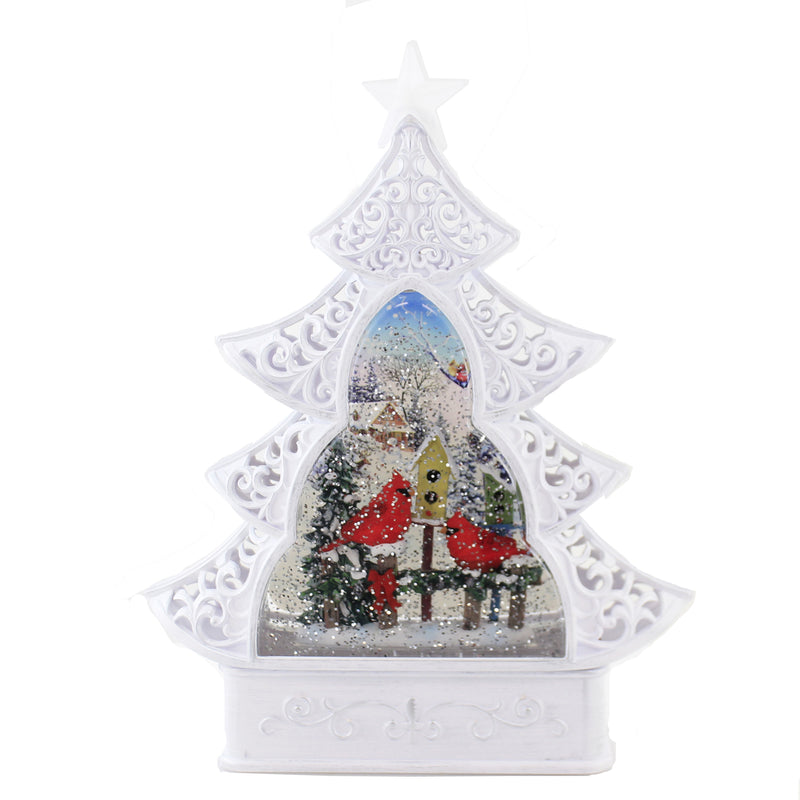 Christmas Led Swirl Tree Cardinal Plastic Star Birdhouse 134990 (50741)