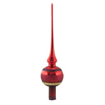 Block Stripes Dark Red Finial - One Tree Topper 11.5 Inch, Glass - Tree Topper Christmas 21336T021 (50790)
