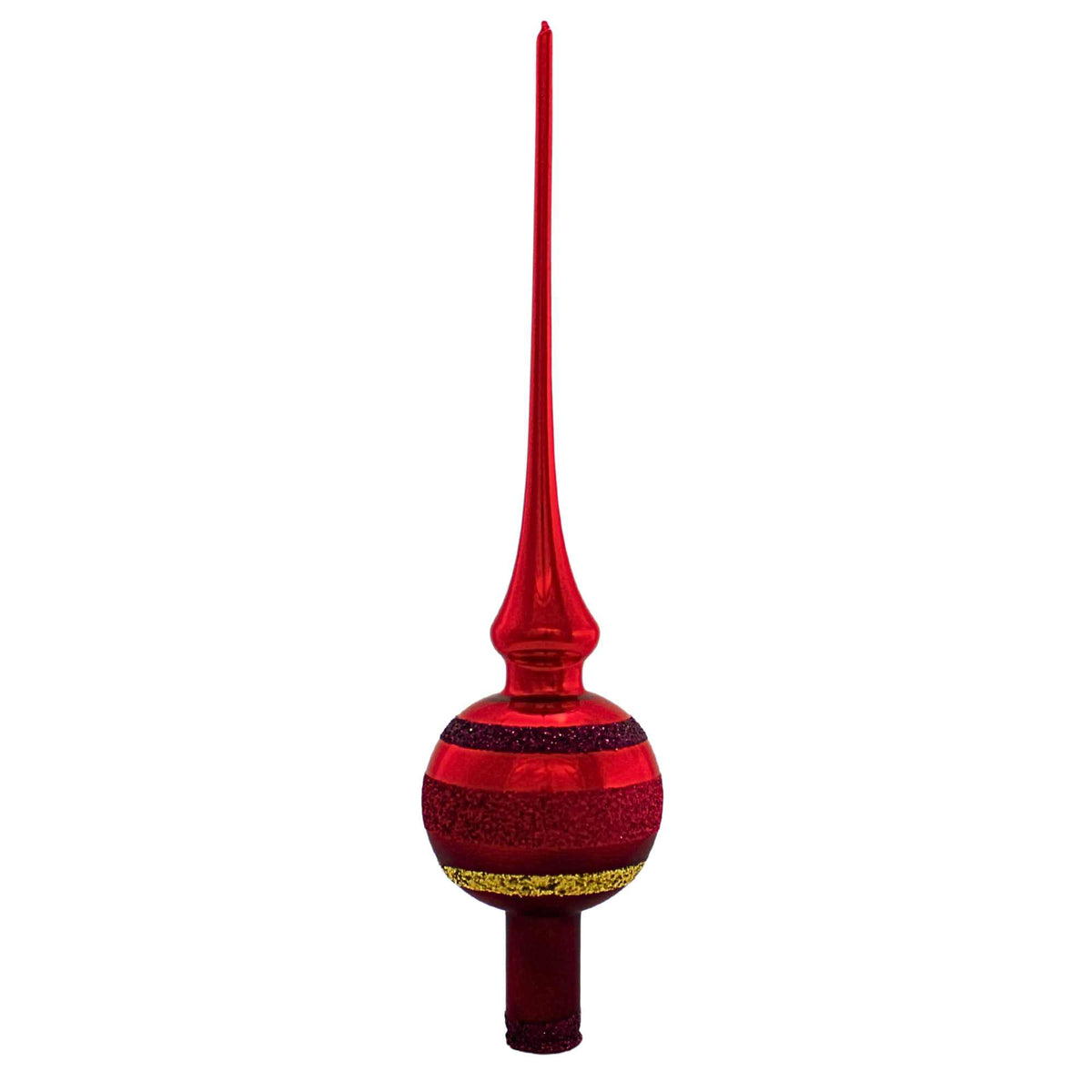 Inge Glas Block Stripes Dark Red Finial - - SBKGifts.com