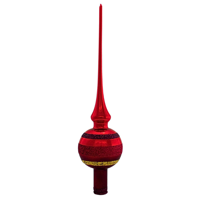 Inge Glas Block Stripes Dark Red Finial - - SBKGifts.com