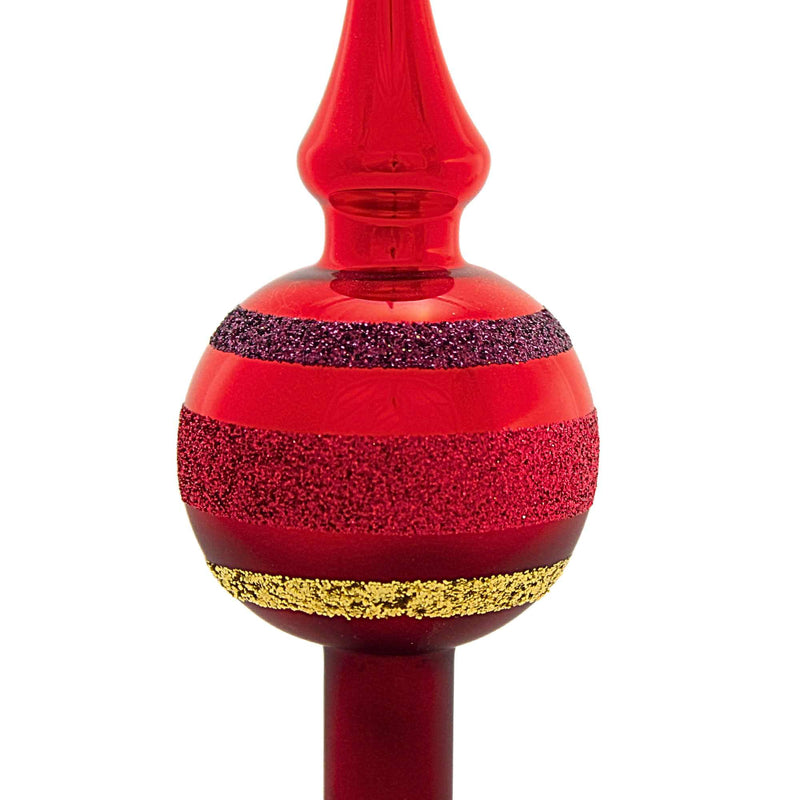 Inge Glas Block Stripes Dark Red Finial - - SBKGifts.com