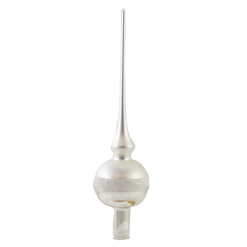 Inge Glas Horizon White Matte Finial Glass Tree Topper Christmas 21257T021