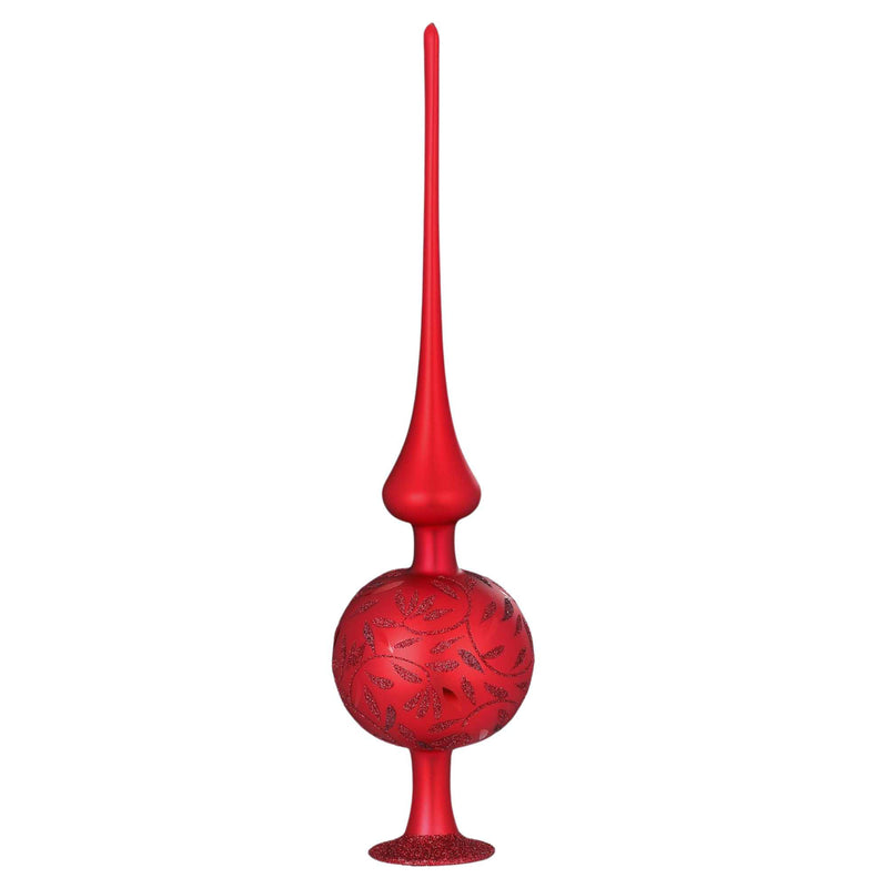 Inge Glas Red Delights Matte Finial Glass Tree Topper Christmas 20084T032