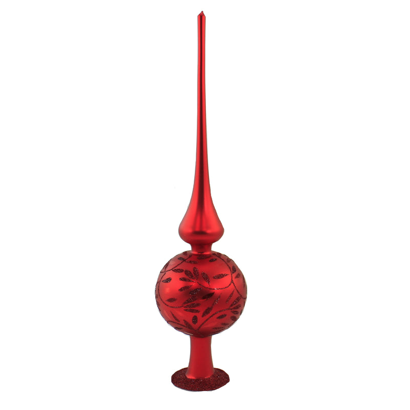 Inge Glas Red Delights Matte Finial Glass Tree Topper Christmas 20084T032