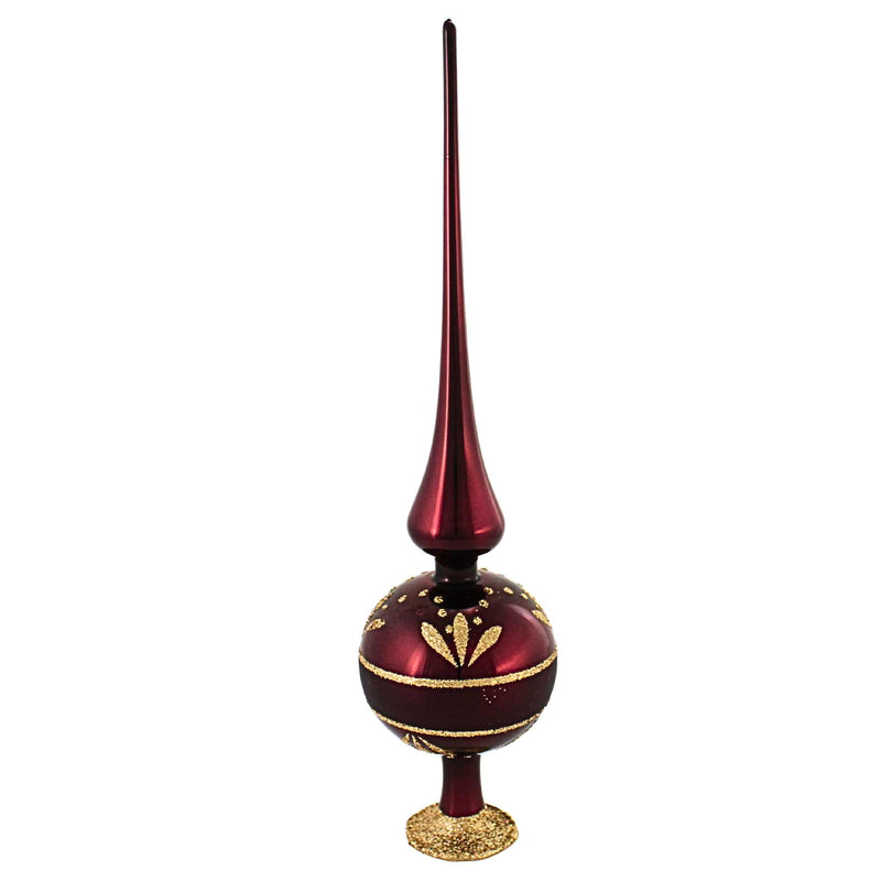 Inge Glas Dark Red Flower Border Finial - - SBKGifts.com