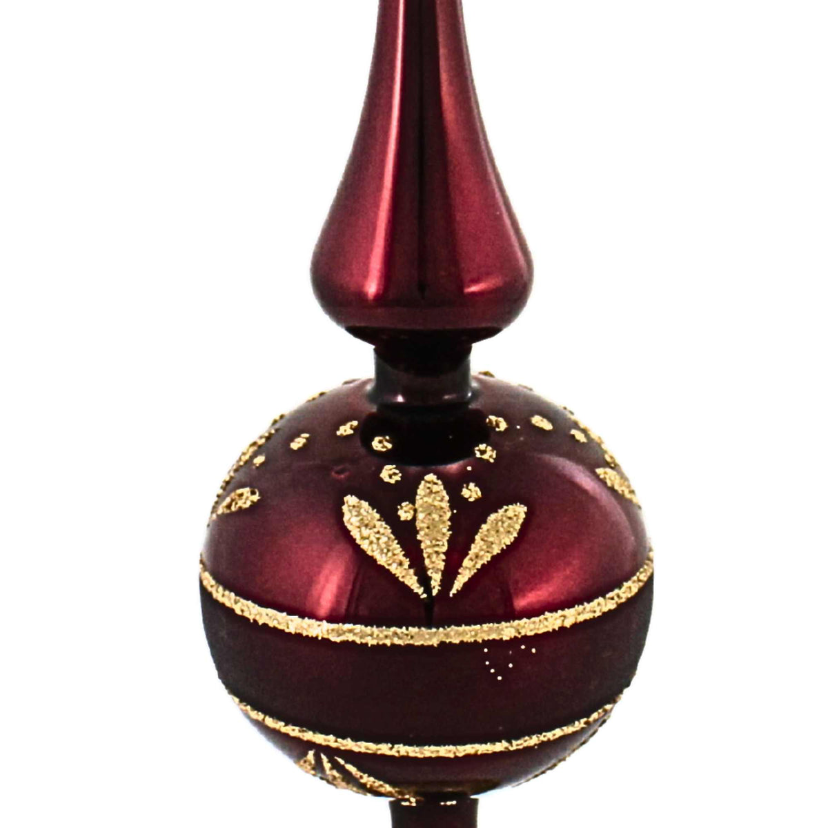 Inge Glas Dark Red Flower Border Finial - - SBKGifts.com