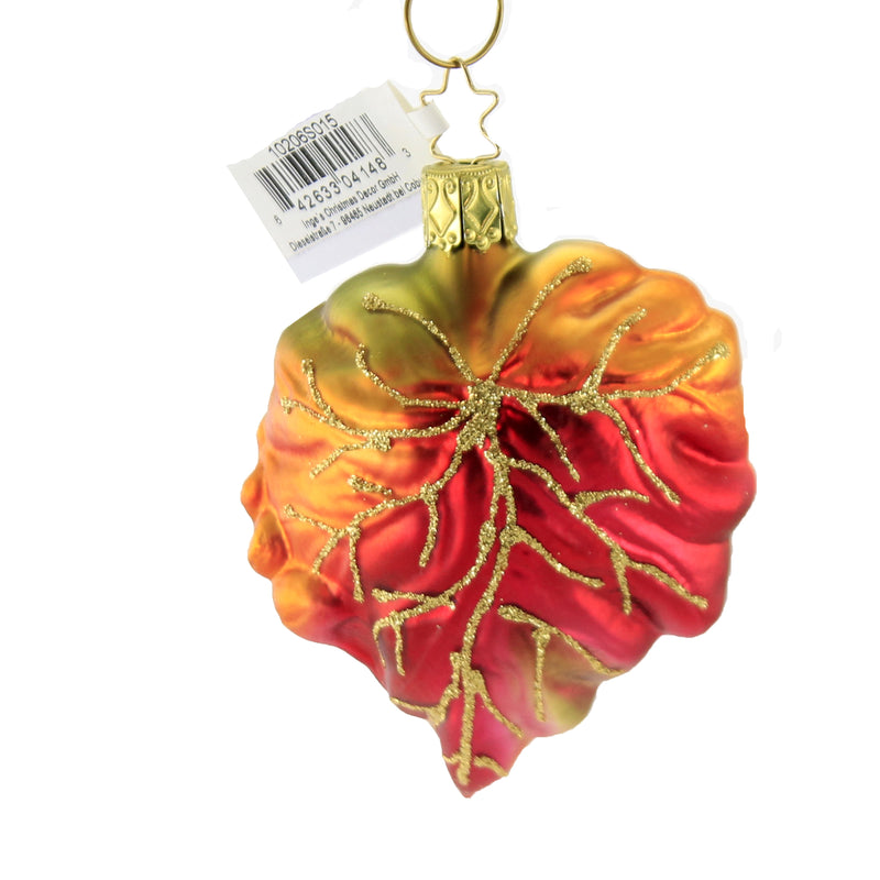 Inge Glas Maple Leaf Glass Ornament Fall Halloween 10206S015 (50863)