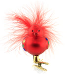 Inge Glas Red Happy Bird Ornament. Glass Christmas Clip-On 10064S021 (50878)