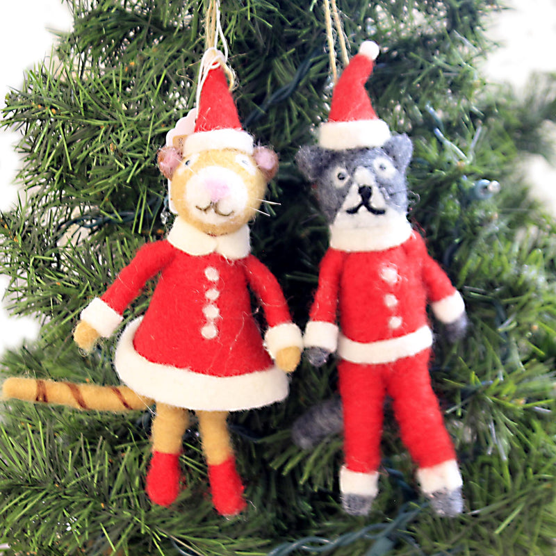 Holiday Ornament Mr & Mrs Cat Clause Set/2 - - SBKGifts.com