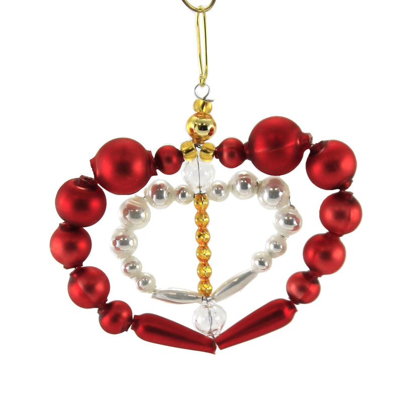 Holiday Ornament Double Heart Glass Czech Beaded Love Valentine 318359