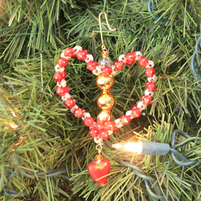 Holiday Ornament Heart With Dangling Heart - - SBKGifts.com