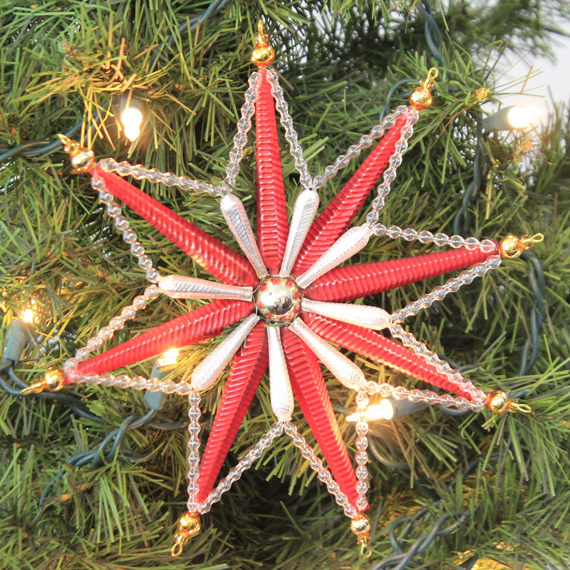 Holiday Ornament Large Red White Snowflake Star - - SBKGifts.com