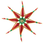 Tree Topper Finial Red Green Star Tree Topper Czech Beaded Christmas Clip On 800236 (50939)
