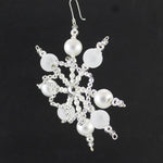 Holiday Ornament Silver White Beaded Snowflake - - SBKGifts.com