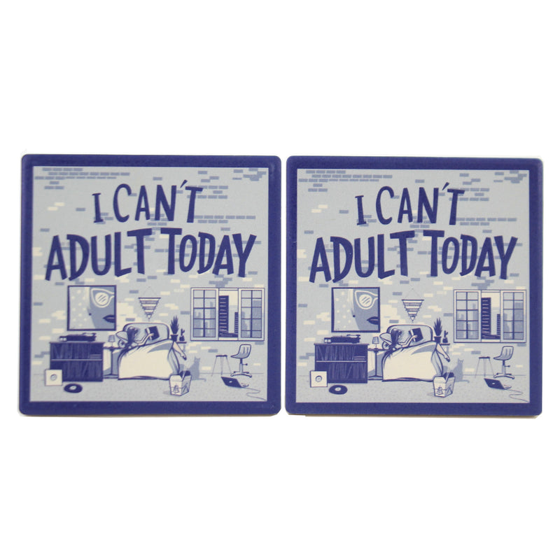 Tabletop I Can't Adult Today Coasters Stone Absorbent Cork Backed 104502 (50980)